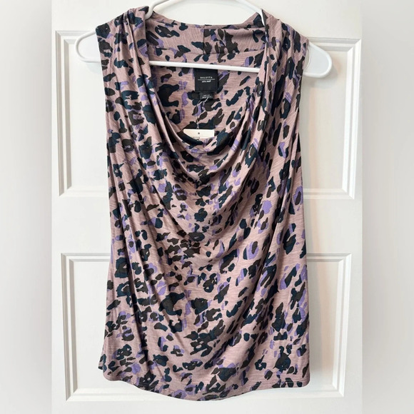 NWT Anthropologie Deletta Leopard Print Cowl Neck Sleeveless Blouse Size XS - Picture 1 of 6